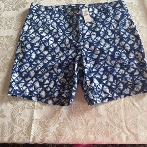 Talbots Blue and White Tie-Dye Chino Shorts size 8 NWT
